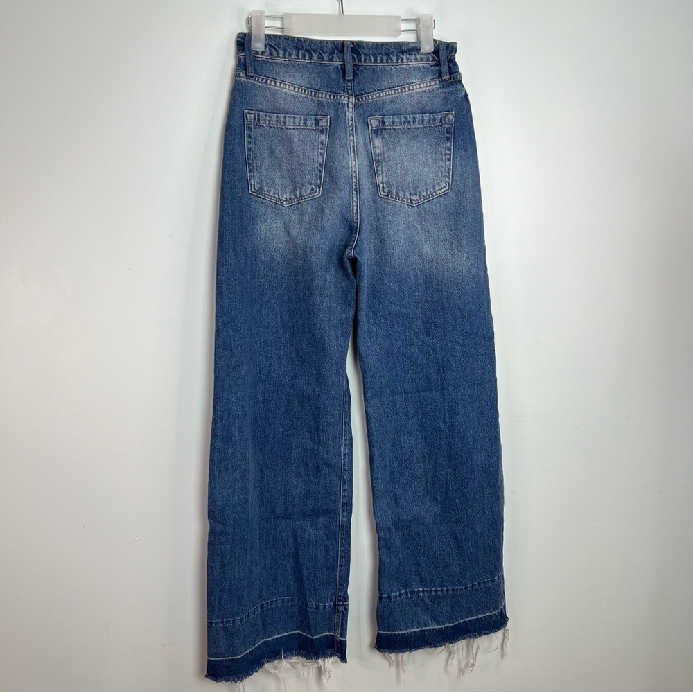 Frame Denim Mosaic High Waist Raw Hem Flare Leg Jeans Double Button Fly Size 25 - Picture 5 of 16
